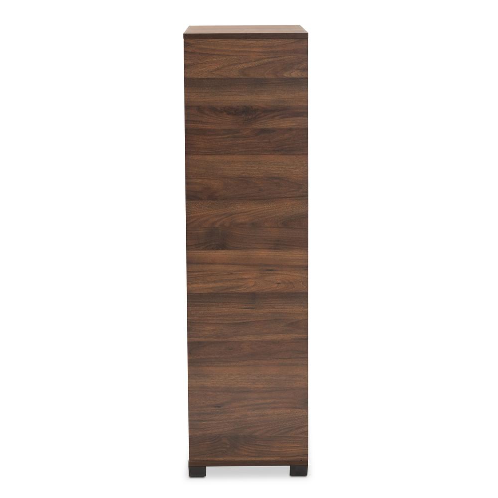 Two-Tone Walnut Brown and Black Finished Wood 2-Door Shoe Storage Cabinet. Picture 15