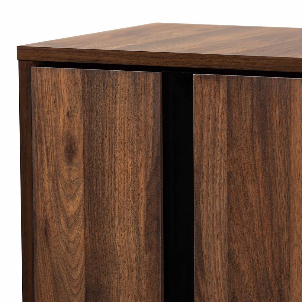 Two-Tone Walnut Brown and Black Finished Wood 2-Door Shoe Storage Cabinet. Picture 16