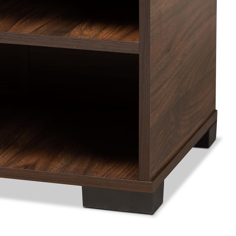 Two-Tone Walnut Brown and Black Finished Wood 2-Door Shoe Storage Cabinet. Picture 17
