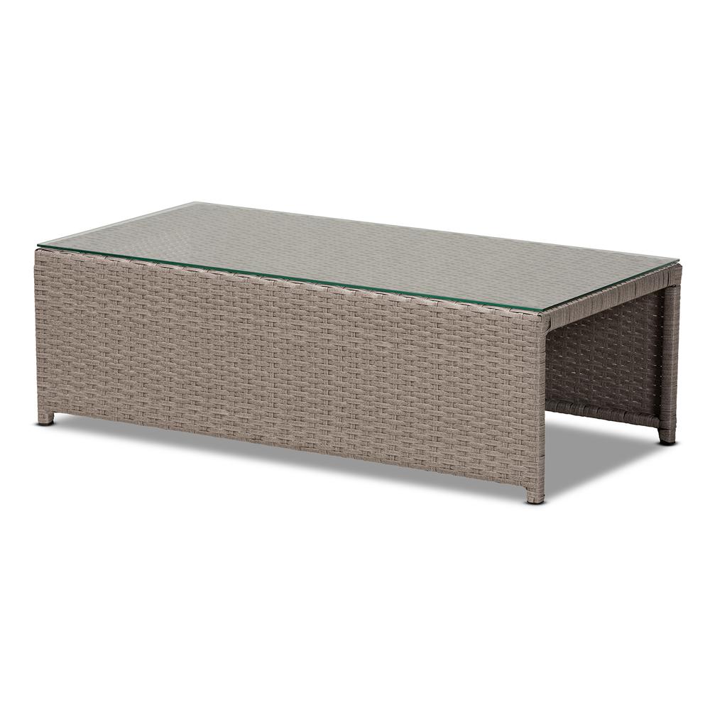 Grey Fabric Upholstered and Grey Finished Synthetic Rattan 6-Piece Patio Set. Picture 11