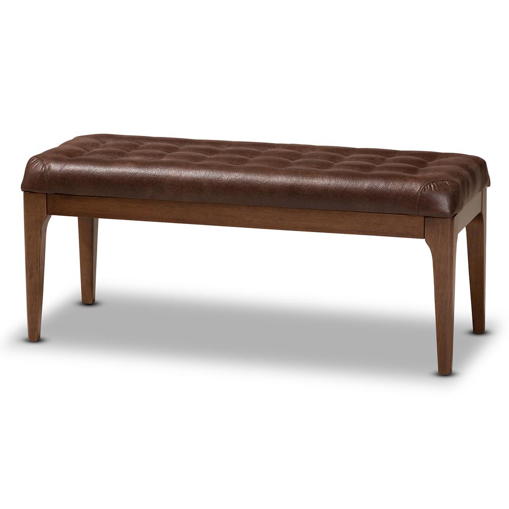 Walnut Brown Finished Wood Dining Bench. Picture 9