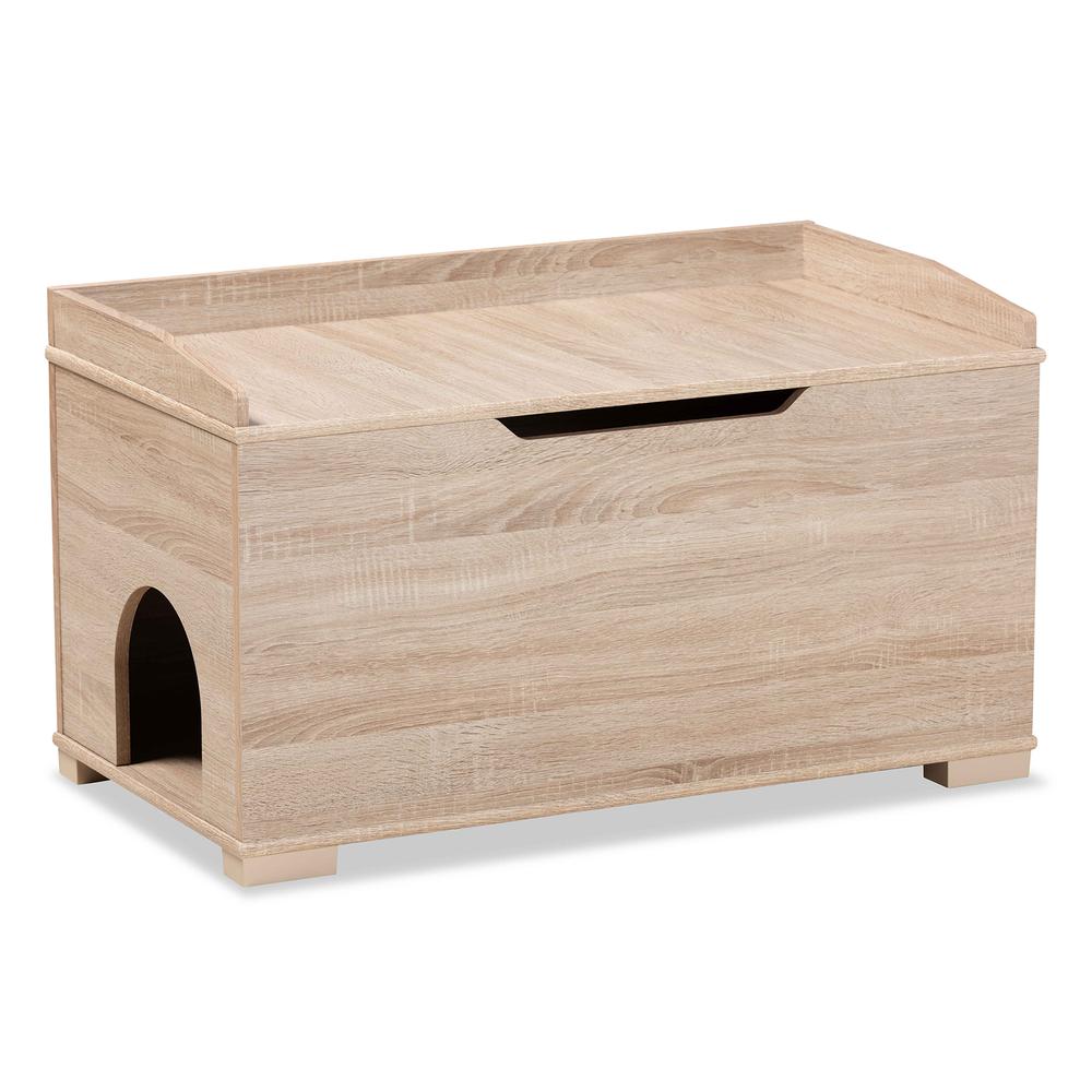 Mariam Modern and Contemporary Oak Finished Wood Cat Litter Box Cover House. Picture 15