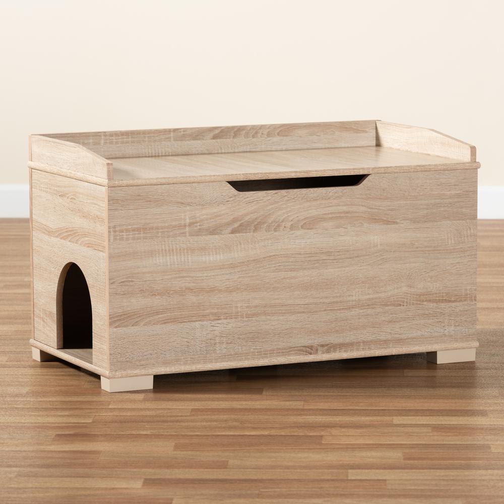 Mariam Modern and Contemporary Oak Finished Wood Cat Litter Box Cover House. Picture 26