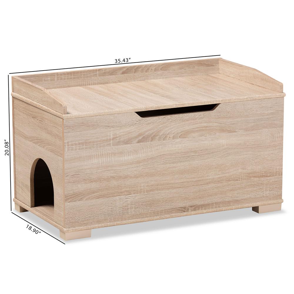 Mariam Modern and Contemporary Oak Finished Wood Cat Litter Box Cover House. Picture 27