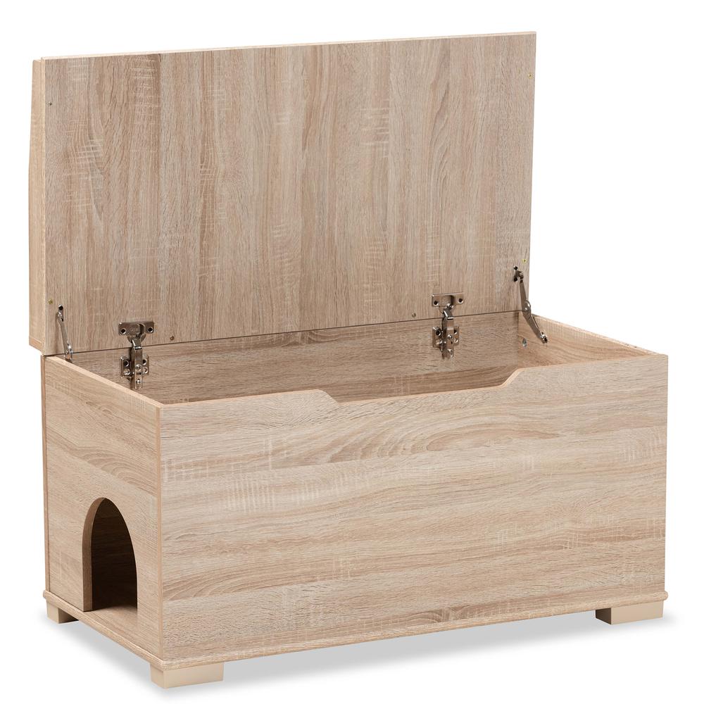 Mariam Modern and Contemporary Oak Finished Wood Cat Litter Box Cover House. Picture 16