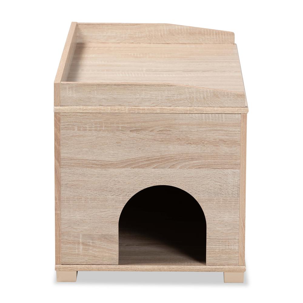 Mariam Modern and Contemporary Oak Finished Wood Cat Litter Box Cover House. Picture 18