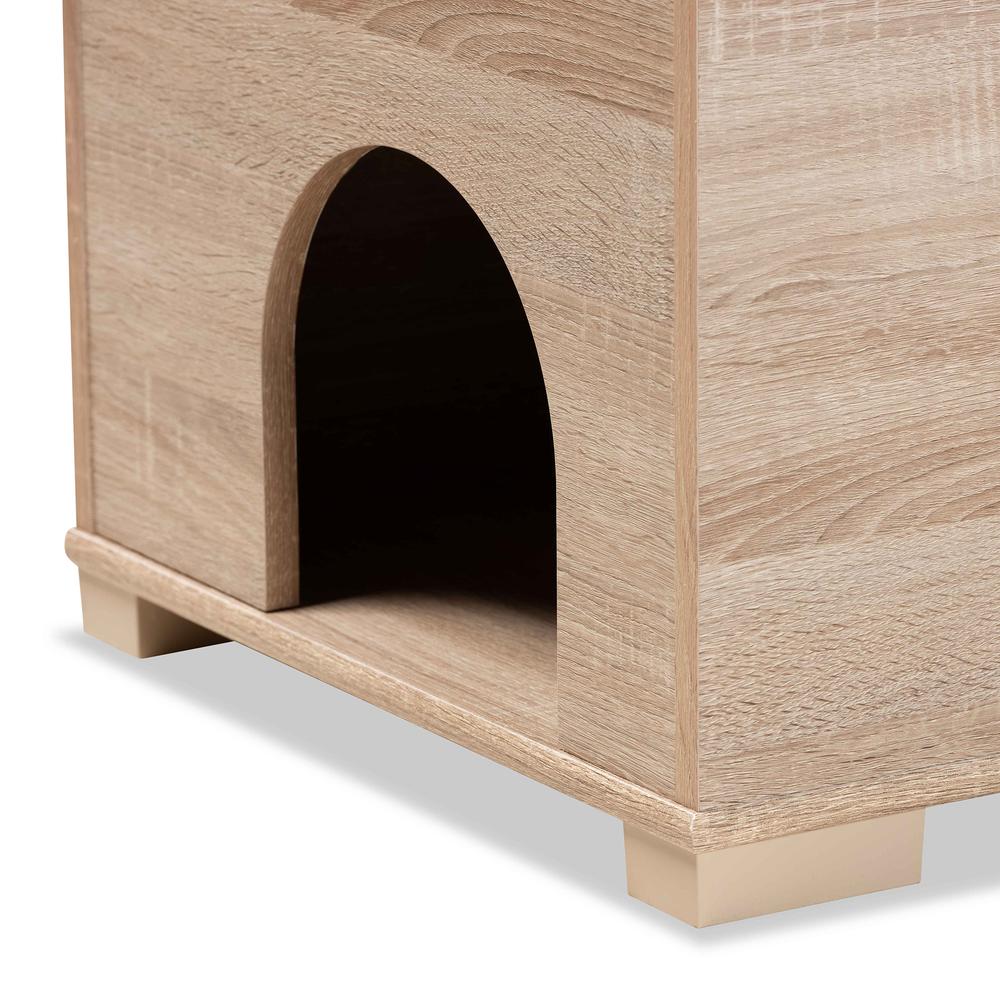Mariam Modern and Contemporary Oak Finished Wood Cat Litter Box Cover House. Picture 22