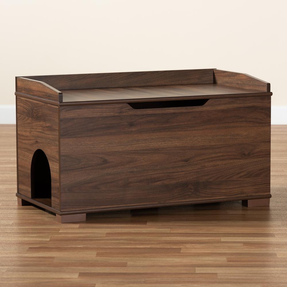 Walnut Brown Finished Wood Cat Litter Box Cover House. Picture 26