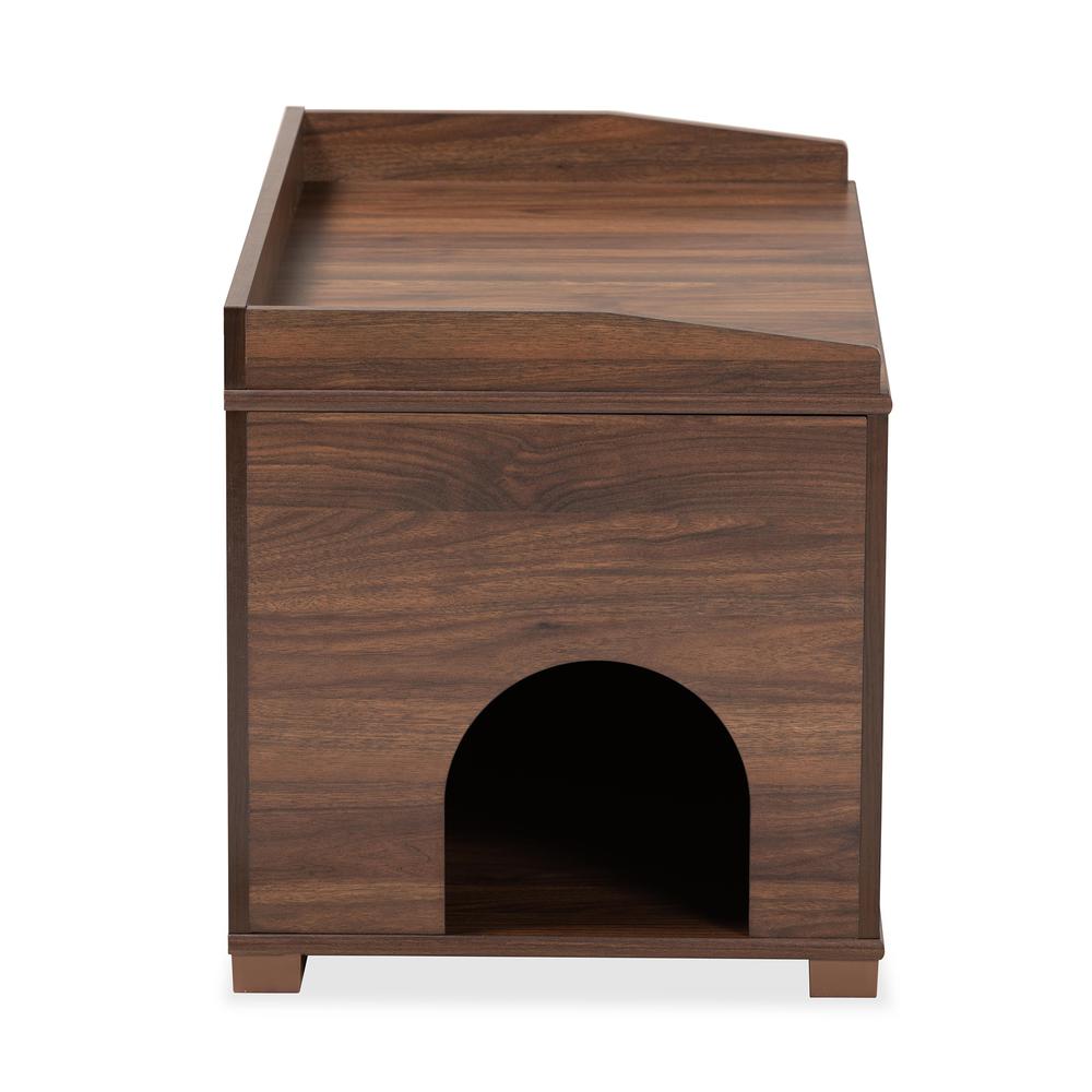 Walnut Brown Finished Wood Cat Litter Box Cover House. Picture 18