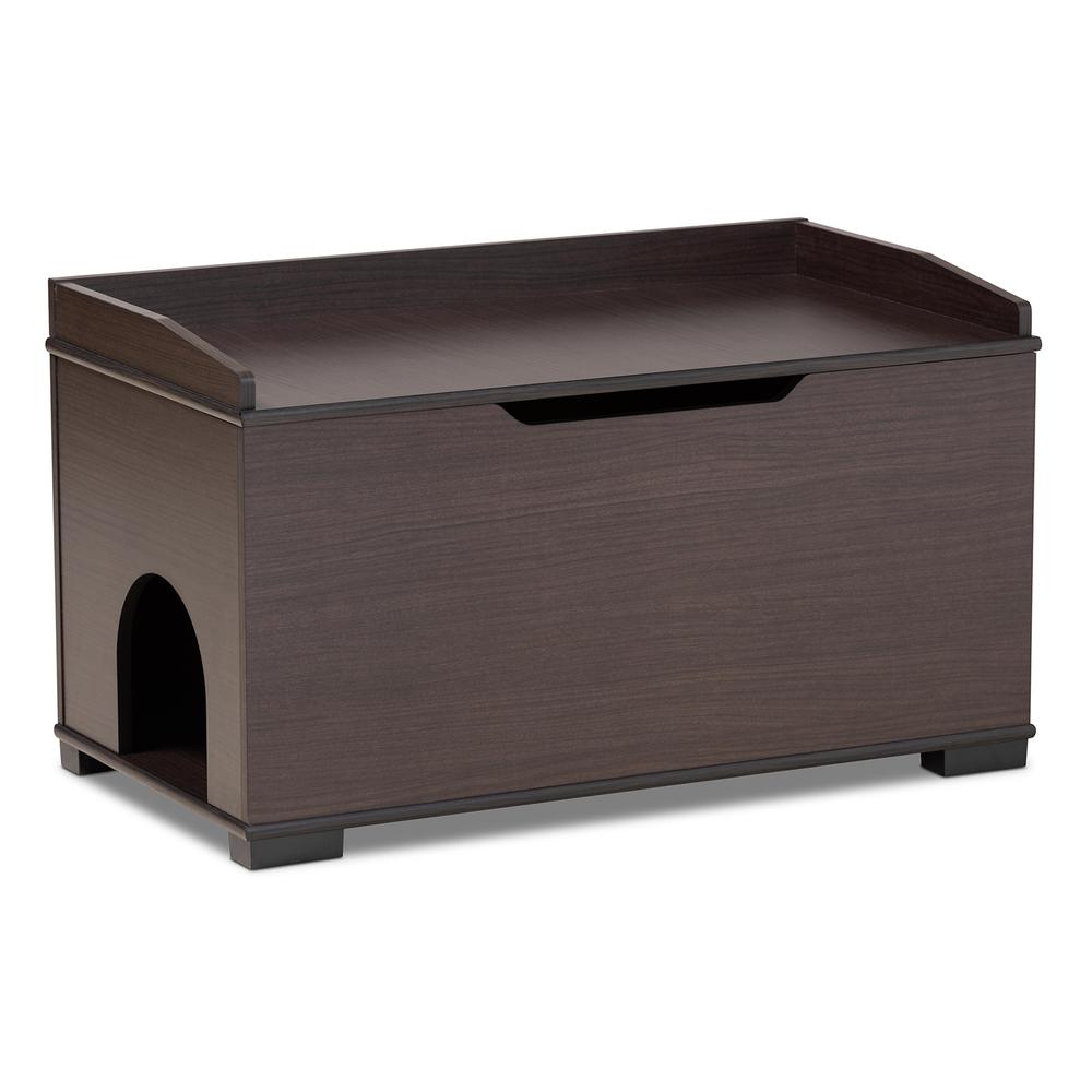 Dark Brown Finished Wood Cat Litter Box Cover House. Picture 15