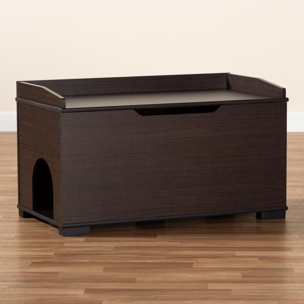 Dark Brown Finished Wood Cat Litter Box Cover House. Picture 26