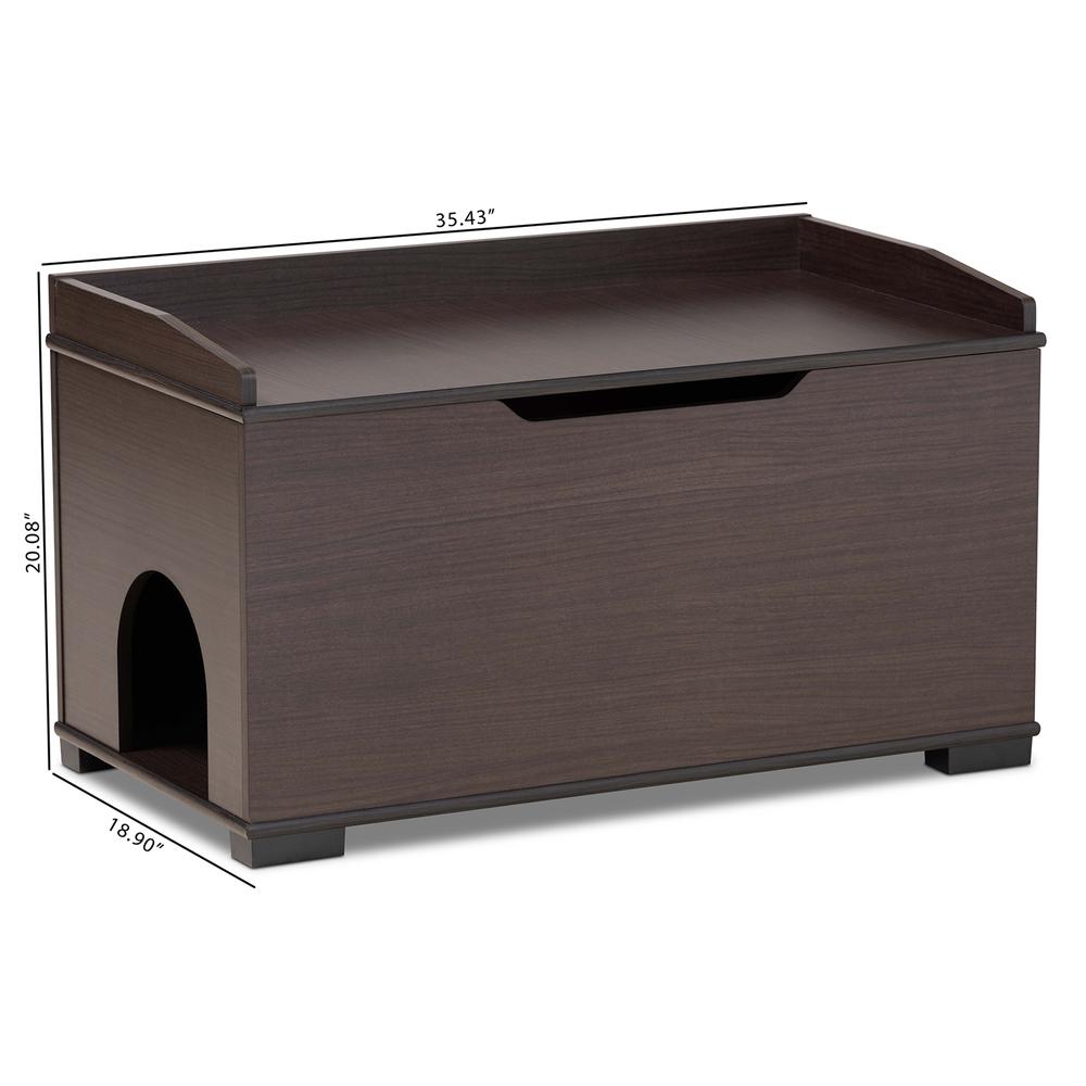 Dark Brown Finished Wood Cat Litter Box Cover House. Picture 27