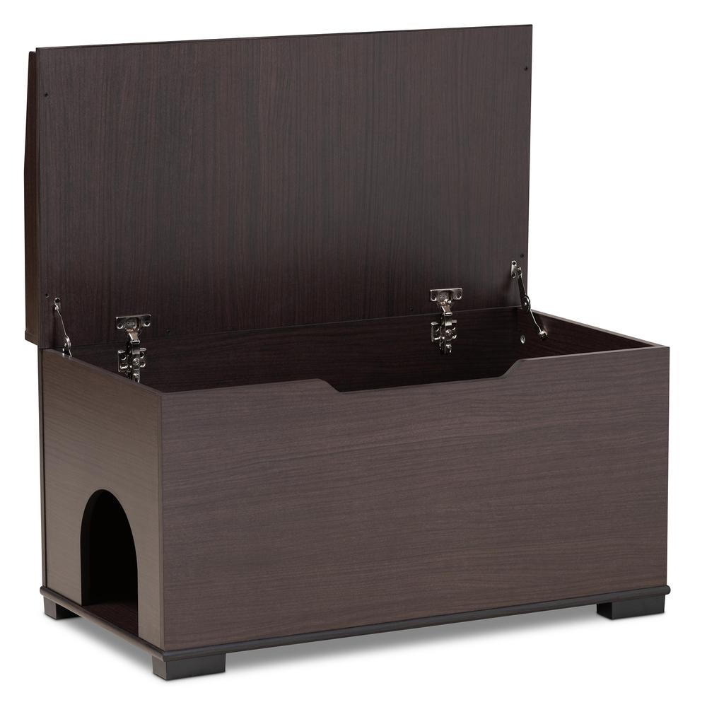 Dark Brown Finished Wood Cat Litter Box Cover House. Picture 16