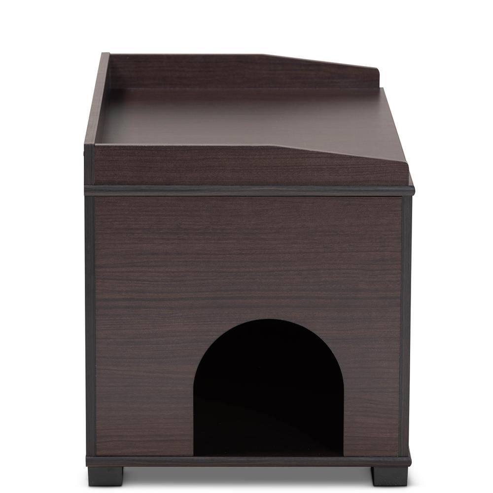 Dark Brown Finished Wood Cat Litter Box Cover House. Picture 18