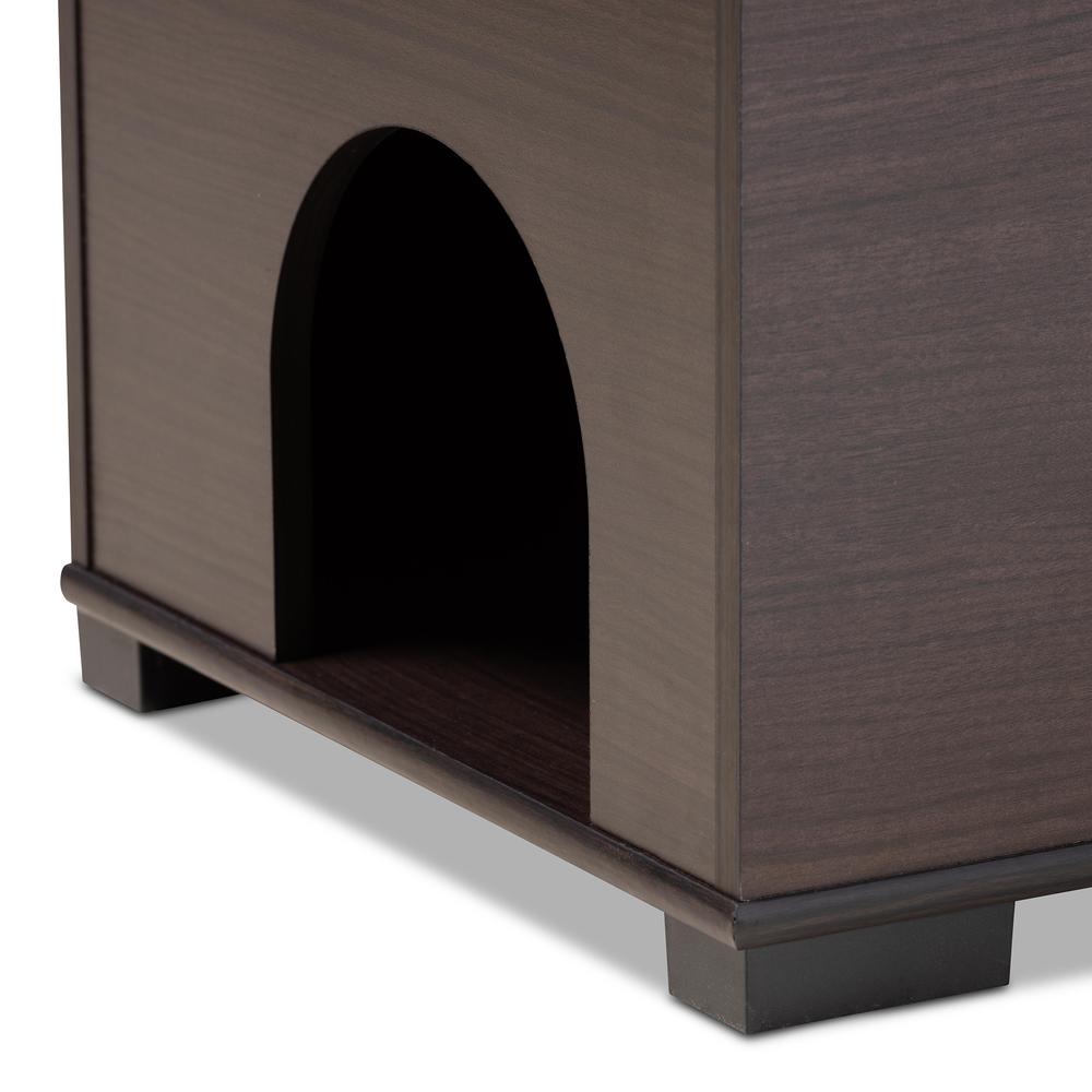Dark Brown Finished Wood Cat Litter Box Cover House. Picture 21