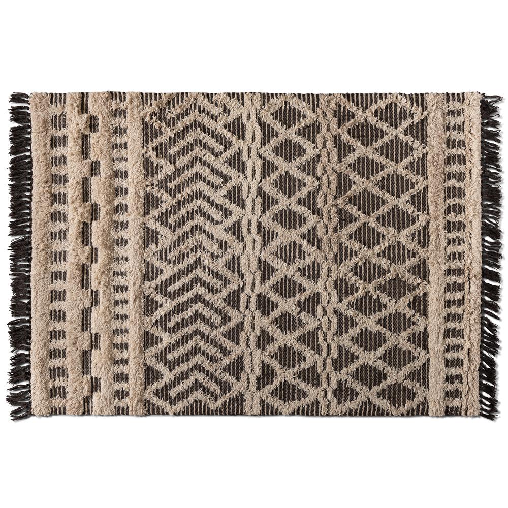 Heino Modern and Contemporary Ivory and Charcoal Handwoven Wool Area Rug. Picture 5
