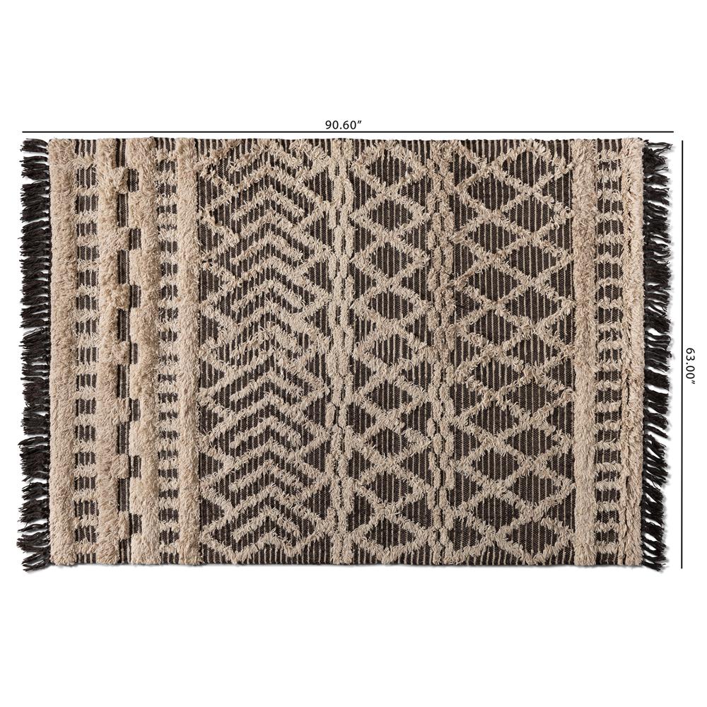Heino Modern and Contemporary Ivory and Charcoal Handwoven Wool Area Rug. Picture 8