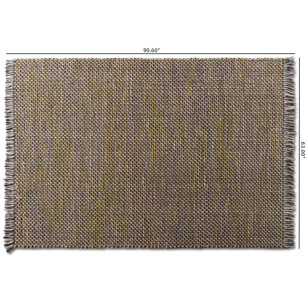 Nurten Modern and Contemporary Yellow and Grey Handwoven Hemp Blend Area Rug. Picture 8