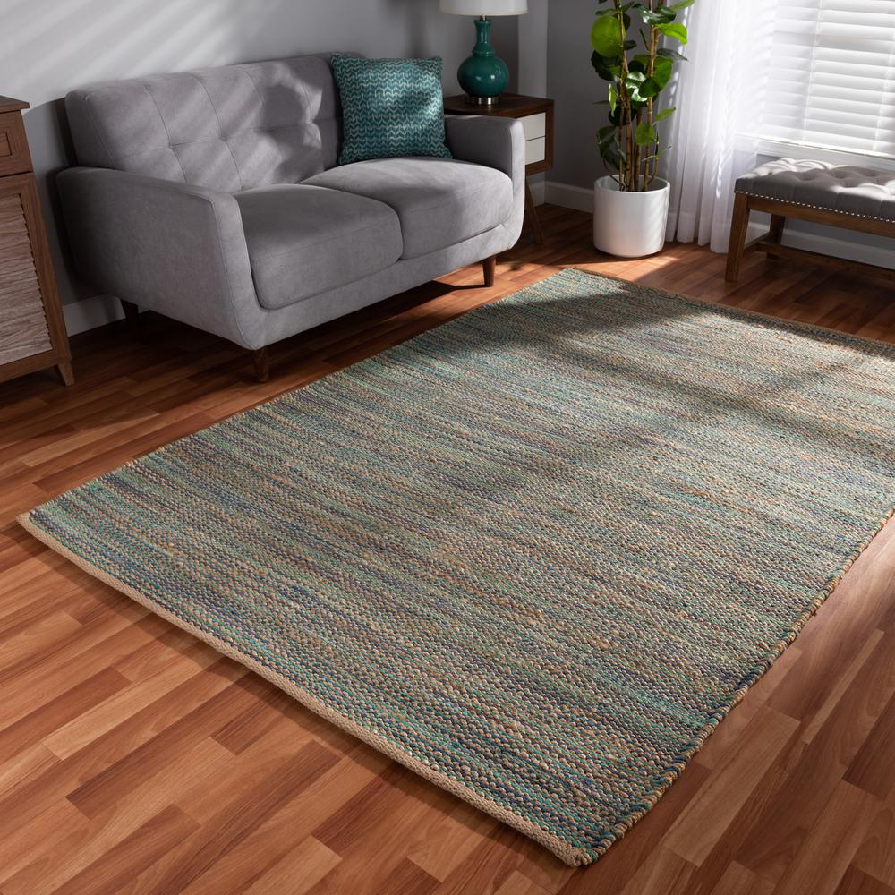 Baxton Studio Michigan Modern and Contemporary Blue Handwoven Hemp Blend Area Rug. Picture 7
