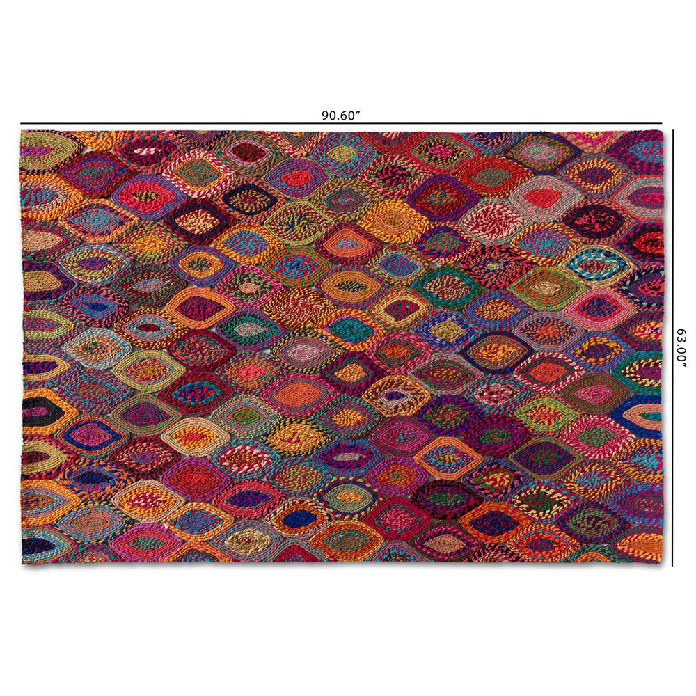 Addis Modern and Contemporary Multi-Colored Handwoven Fabric Area Rug. Picture 8