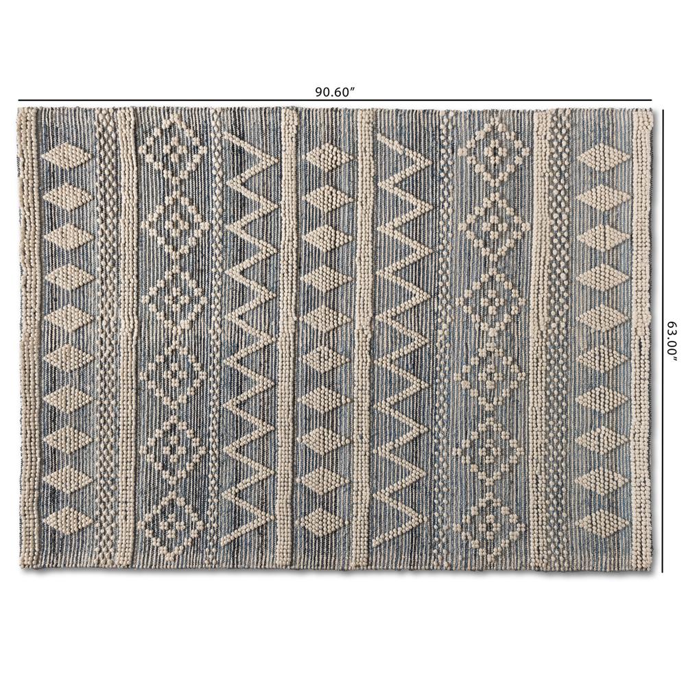 Callum Modern and Contemporary Ivory and Blue Handwoven Wool Blend Area Rug. Picture 8
