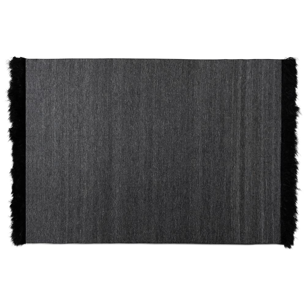 Dark Grey and Black Handwoven Wool Blend Area Rug. Picture 5