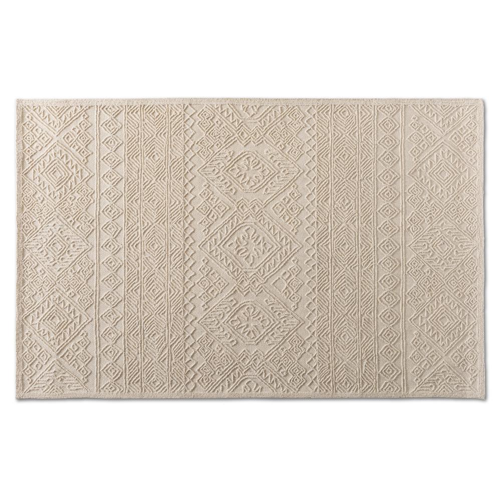 Baxton Studio Linwood Modern and Contemporary Ivory Hand-Tufted Wool Area Rug. Picture 5