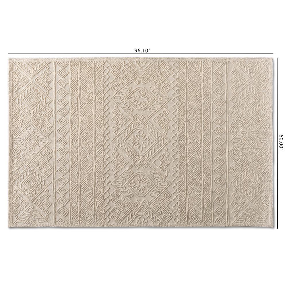 Baxton Studio Linwood Modern and Contemporary Ivory Hand-Tufted Wool Area Rug. Picture 8