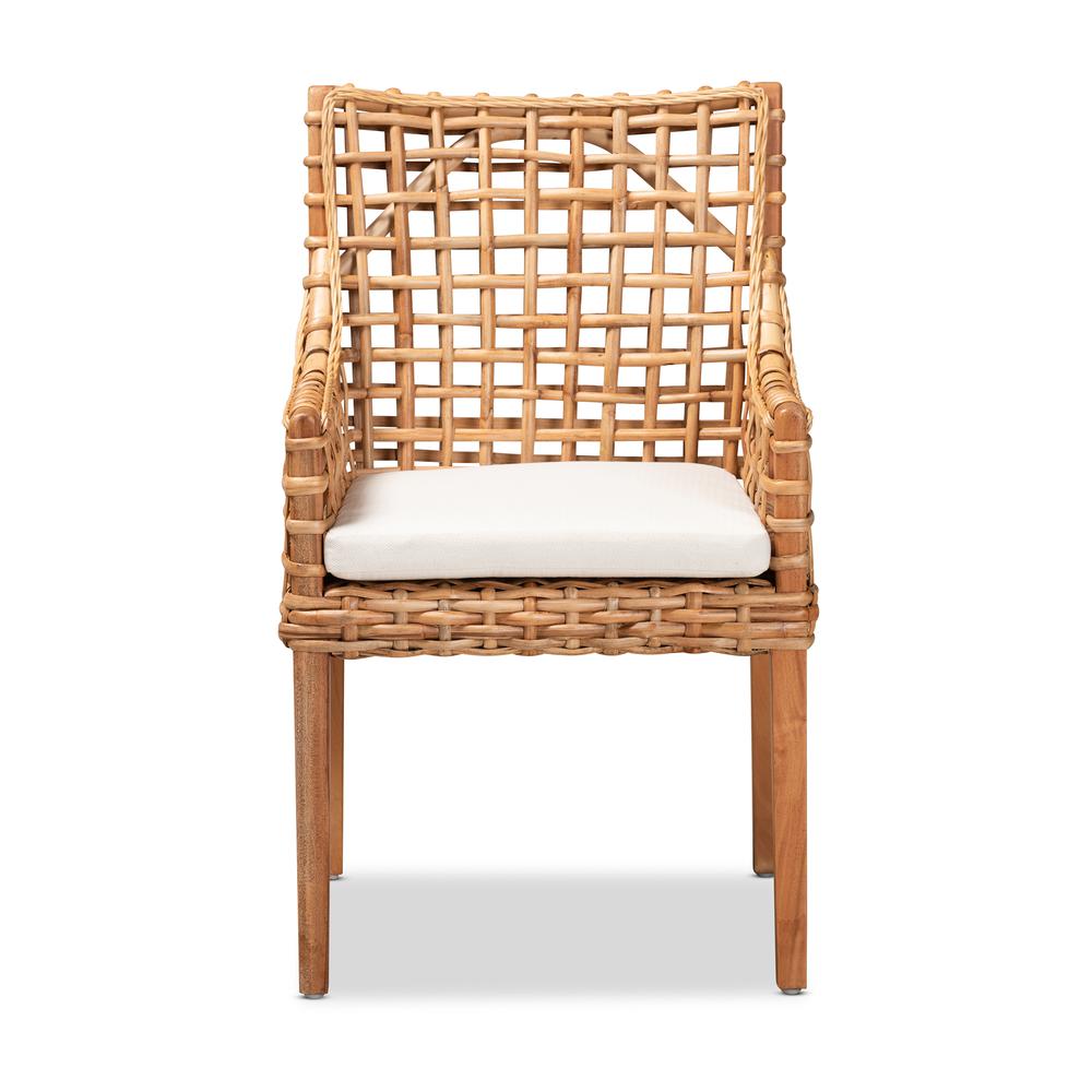 Natural Brown Finished Wood and Rattan Dining Chair. Picture 10