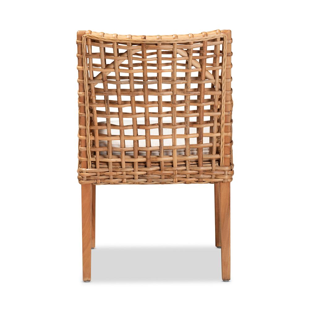 Natural Brown Finished Wood and Rattan Dining Chair. Picture 12