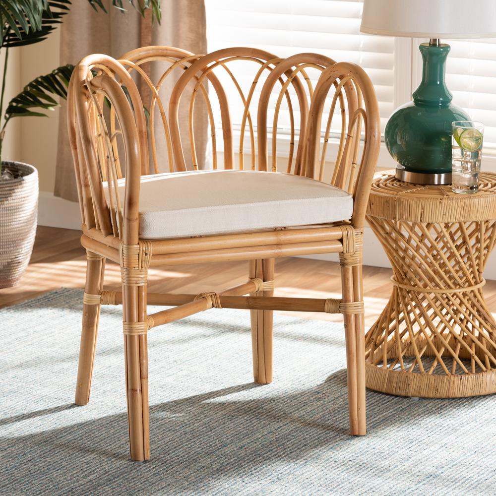 bali & pari Melody Modern and Contemporary Natural Finished Rattan Dining Chair. Picture 14