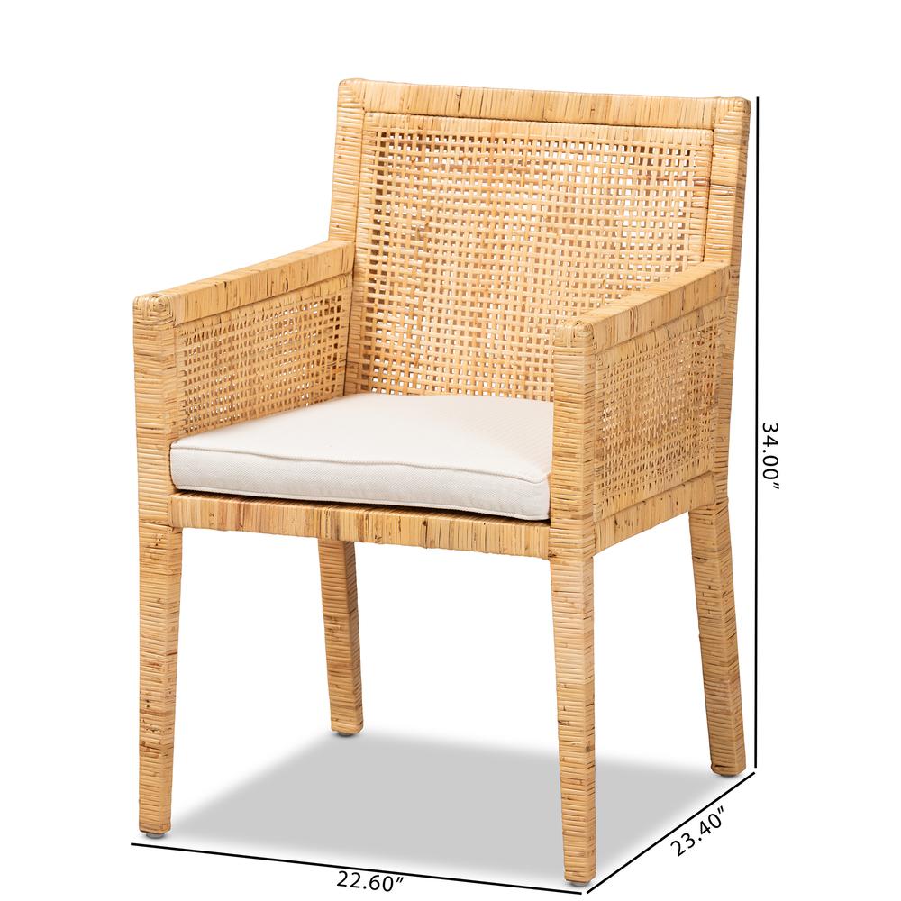 Natural Finished Wood and Rattan Dining Chair. Picture 20