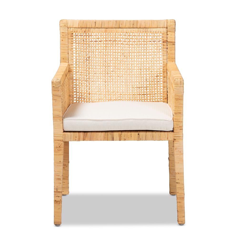 Natural Finished Wood and Rattan Dining Chair. Picture 12