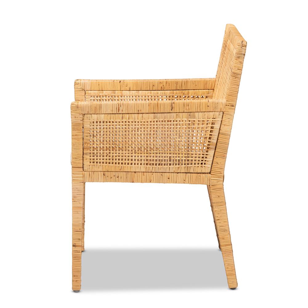 Natural Finished Wood and Rattan Dining Chair. Picture 13