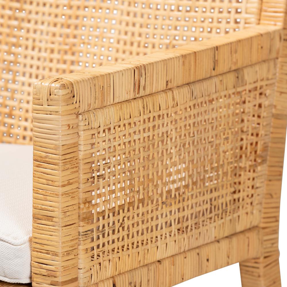 Natural Finished Wood and Rattan Dining Chair. Picture 16