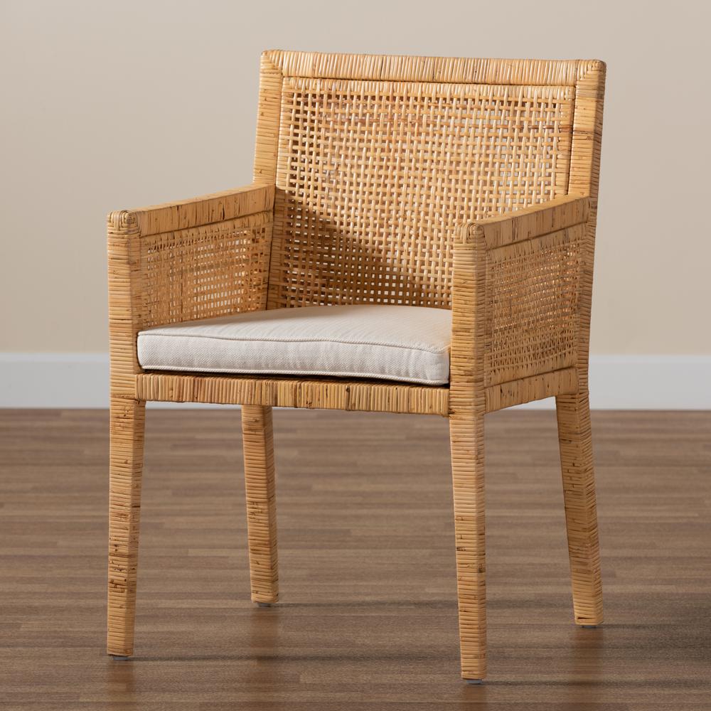 Natural Finished Wood and Rattan Dining Chair. Picture 19