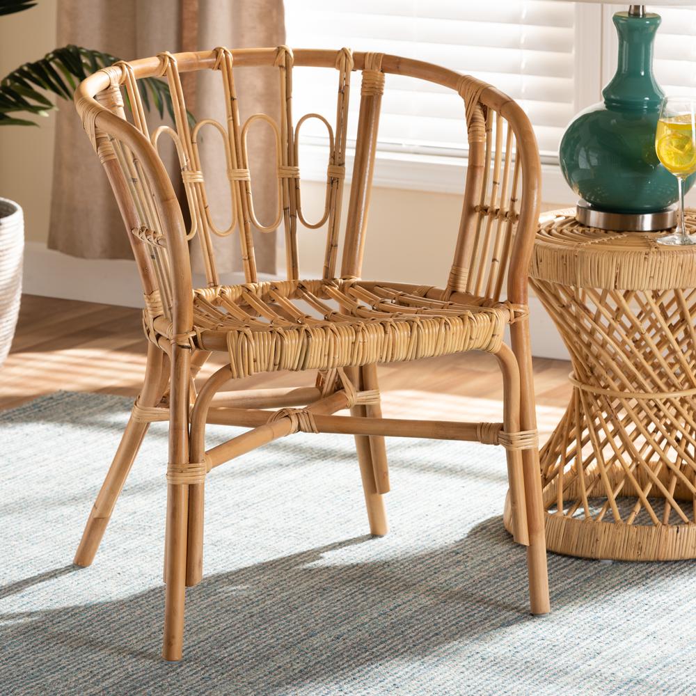 bali & pari Luxio Modern and Contemporary Natural Finished Rattan Dining Chair. Picture 14