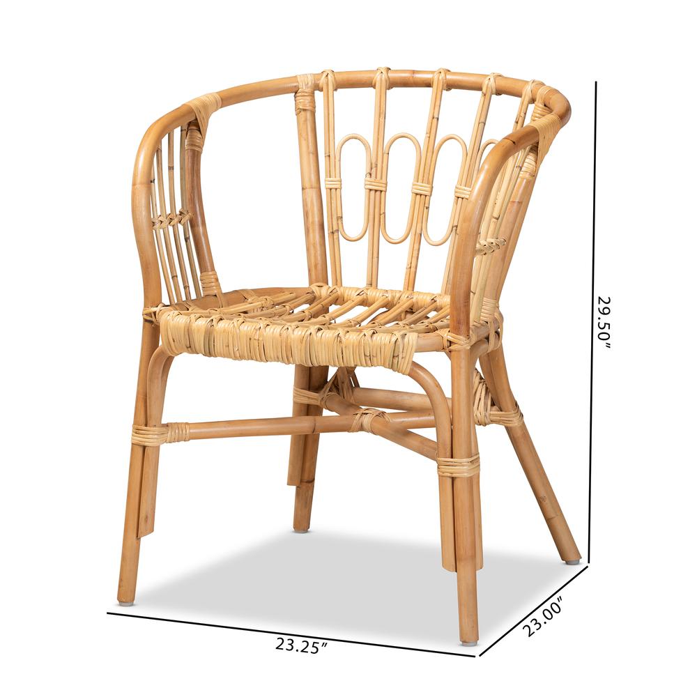 bali & pari Luxio Modern and Contemporary Natural Finished Rattan Dining Chair. Picture 16