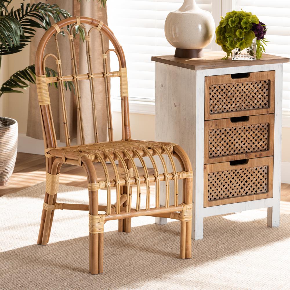 bali & pari Athena Modern and Contemporary Natural Finished Rattan Dining Chair. Picture 14
