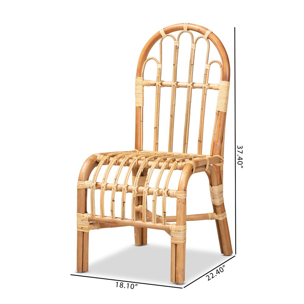 bali & pari Athena Modern and Contemporary Natural Finished Rattan Dining Chair. Picture 16