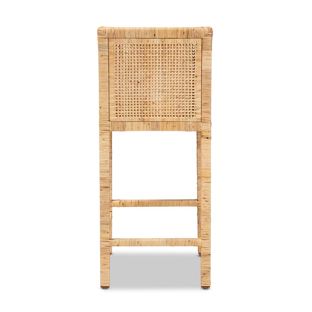 Sofia Modern and Contemporary Natural Finished Wood and Rattan Counter Stool. Picture 13