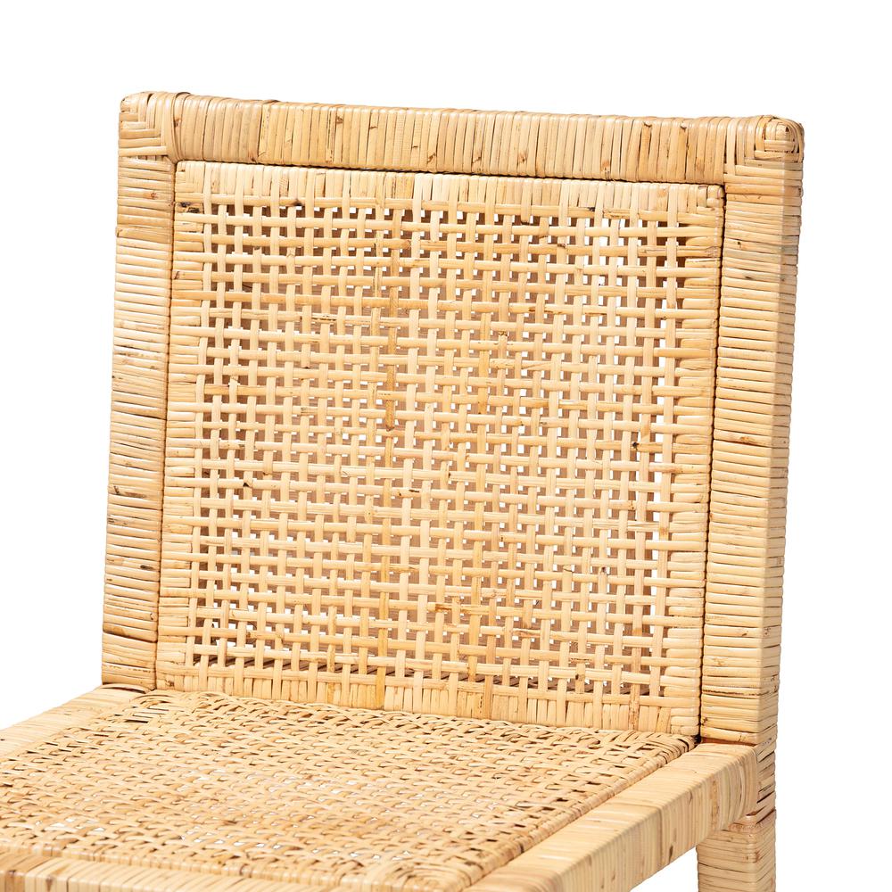 Sofia Modern and Contemporary Natural Finished Wood and Rattan Counter Stool. Picture 14