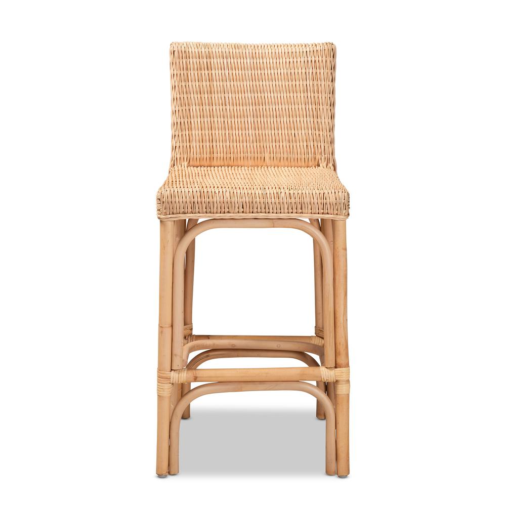 bali & pari Athena Modern and Contemporary Natural Finished Rattan Counter Stool. Picture 11