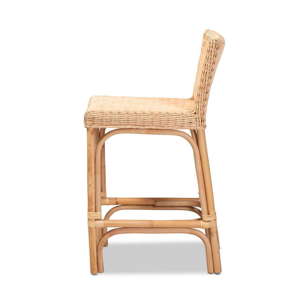 bali & pari Athena Modern and Contemporary Natural Finished Rattan Counter Stool. Picture 12