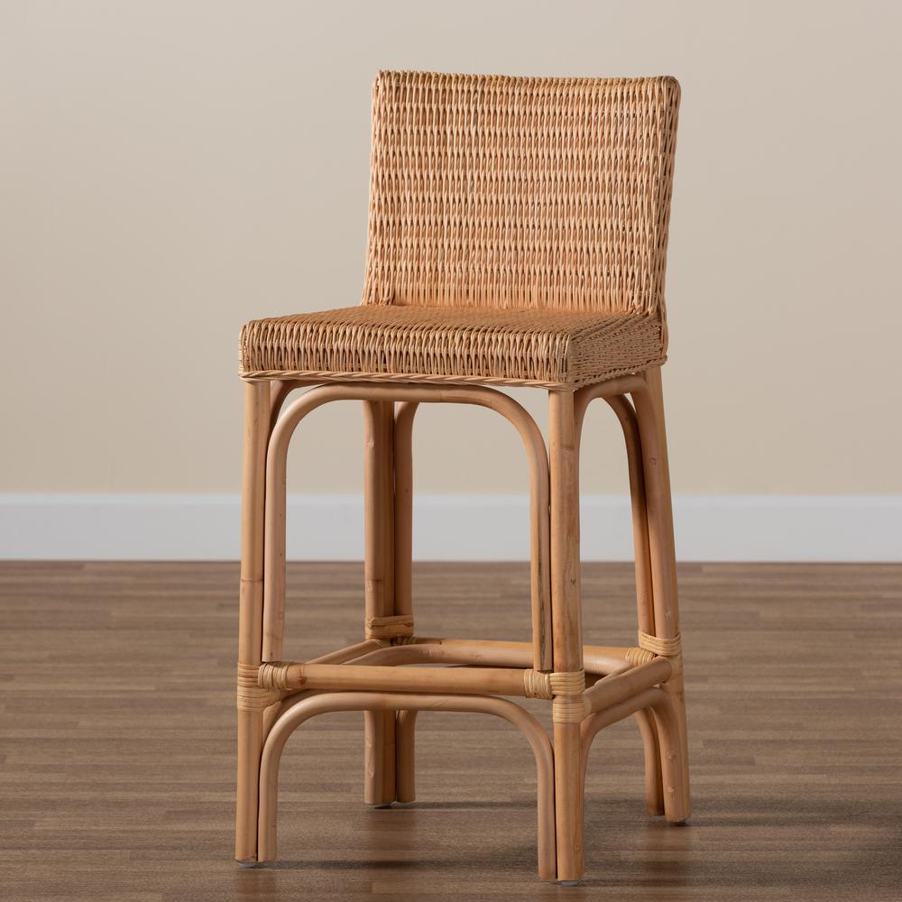 bali & pari Athena Modern and Contemporary Natural Finished Rattan Counter Stool. Picture 17