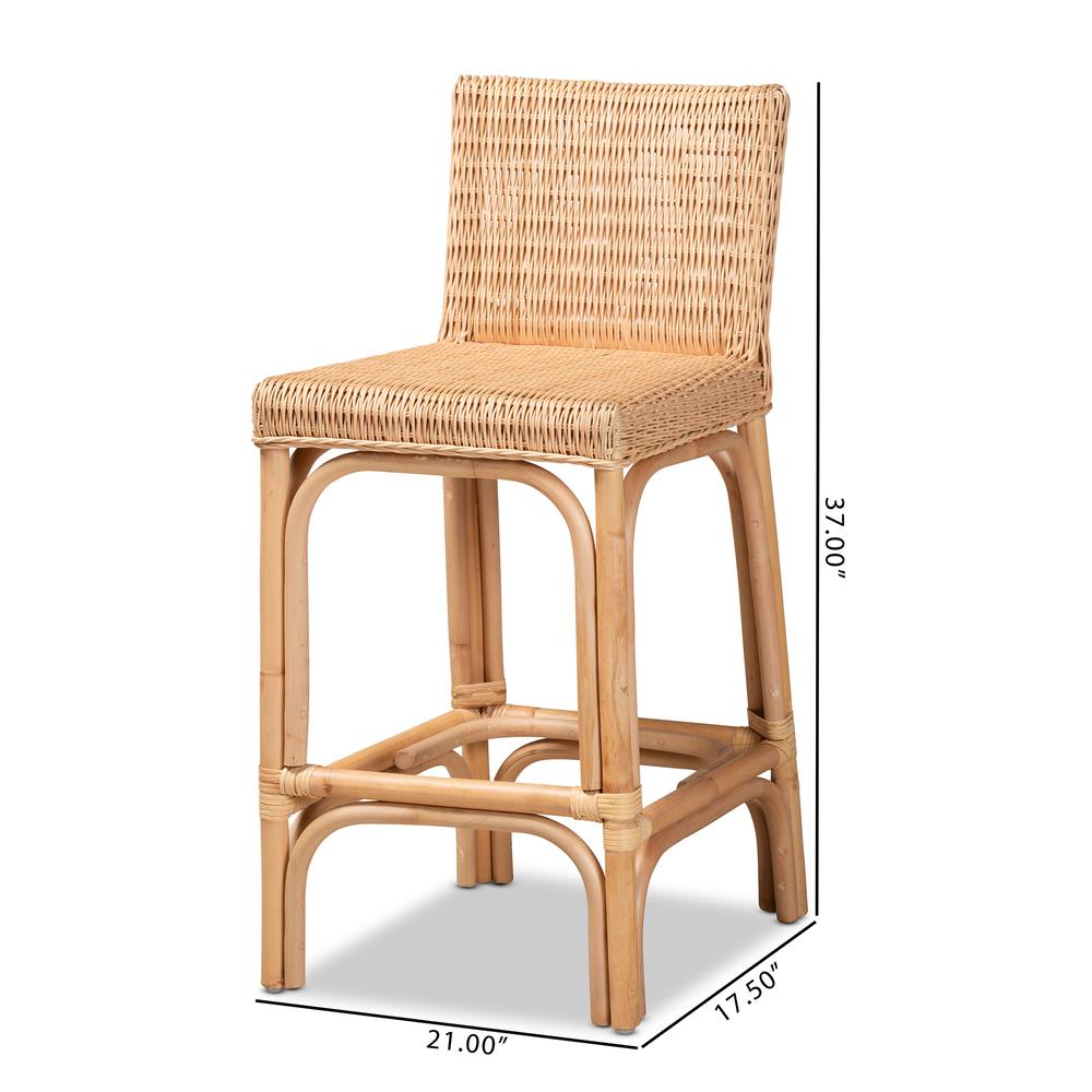 bali & pari Athena Modern and Contemporary Natural Finished Rattan Counter Stool. Picture 18