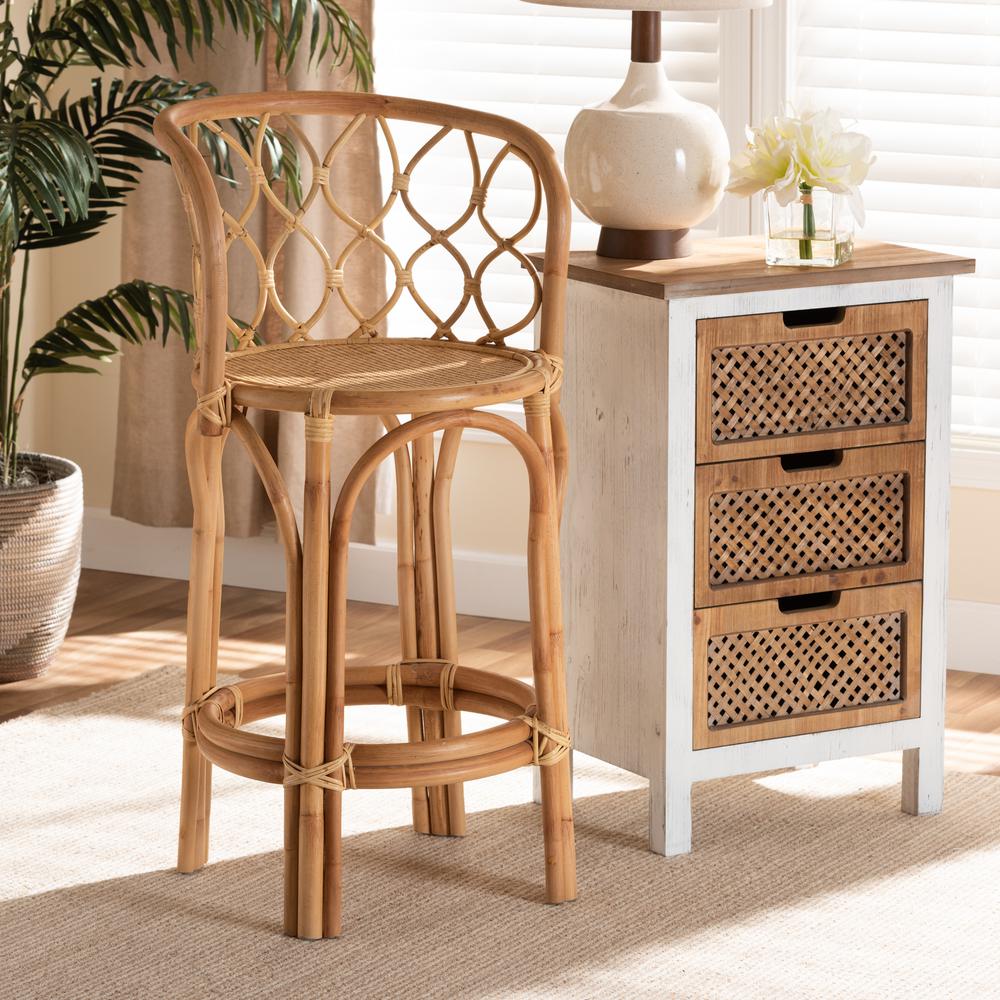 bali & pari Diana Modern and Contemporary Natural Finished Rattan Counter Stool. Picture 14
