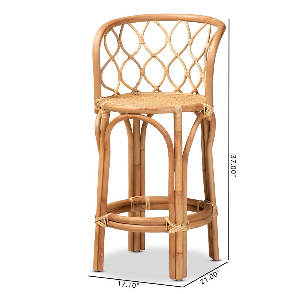 bali & pari Diana Modern and Contemporary Natural Finished Rattan Counter Stool. Picture 16