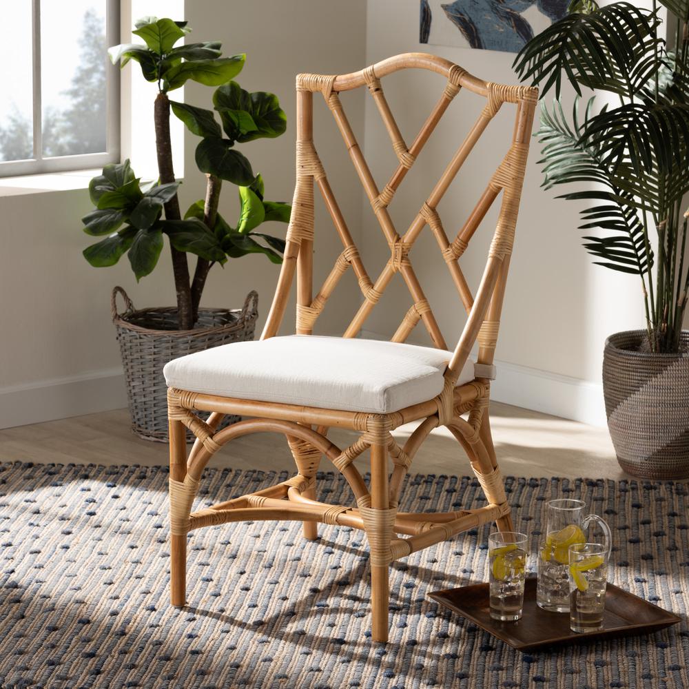 bali & pari Sonia Modern and Contemporary Natural Finished Rattan Dining Chair. Picture 16