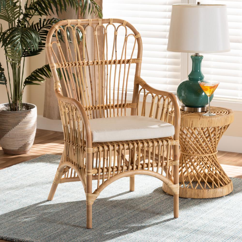bali & pari Aya Modern and Contemporary Natural Finished Rattan Armchair. Picture 14